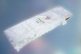 Stitched satin facecloth with orthodox symbols