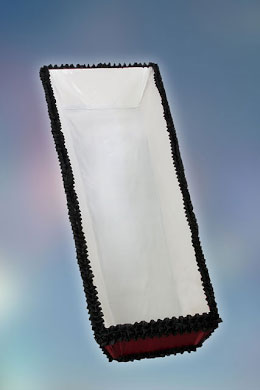 Casket interior trimming in artificial silk