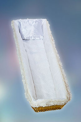 Casket interior trimming in stitched silk